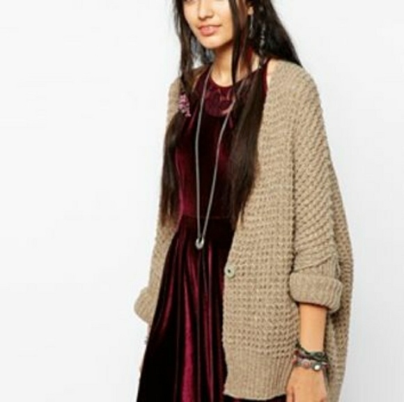 Free People waffle knit bat wing cardigan - Picture 4 of 8